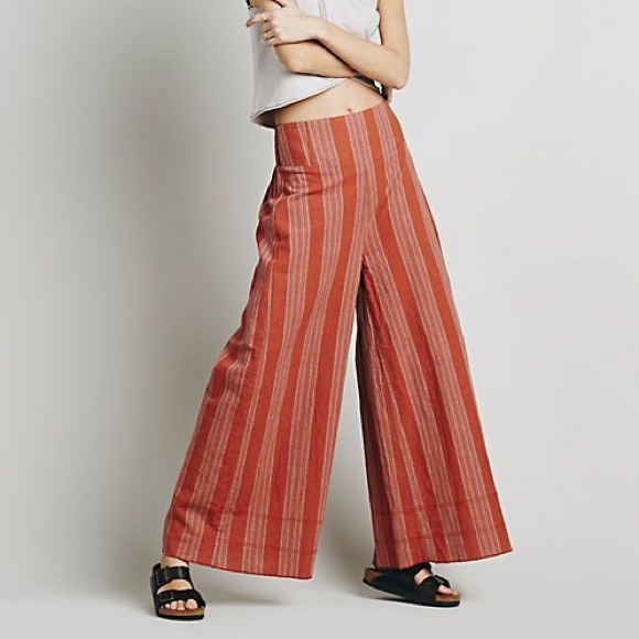 Free People Pants - Free People Kats Striped Wide Leg Linen Pant